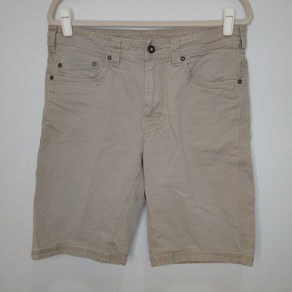 Prana Mens 32 Shorts Canvas Chino Tan Inseam 11 Organic Cotton